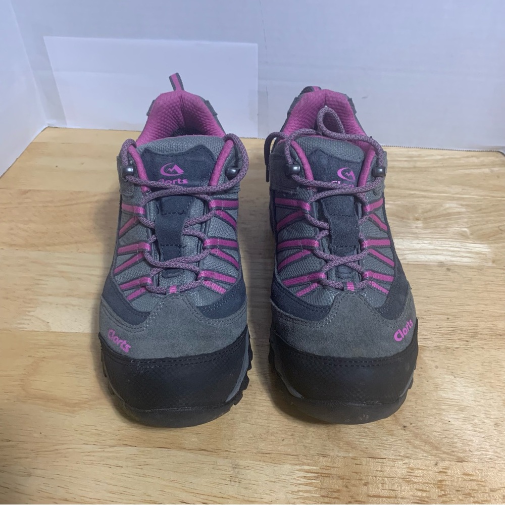Clorts Uneebtex Suede Leather Waterproof Hiking Trail Shoe Wms US 8.5 Gray/Pink